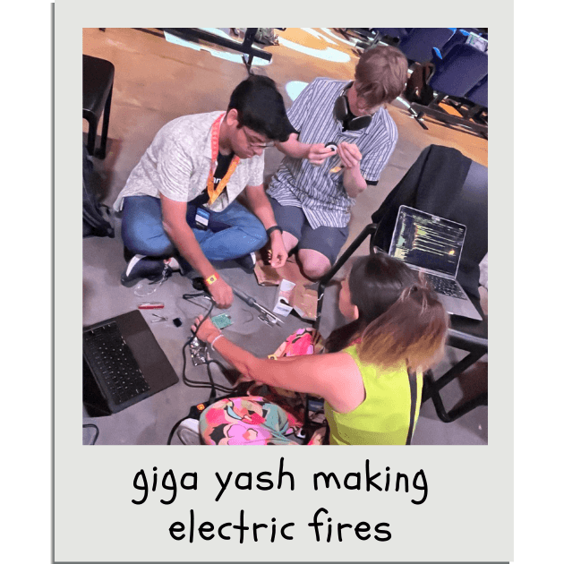 This photo was taken about 5 minutes before Giga Yash burnt a locking mechanism, temporarily setting smoke off in the ETH Global Brussels hackathon venue.