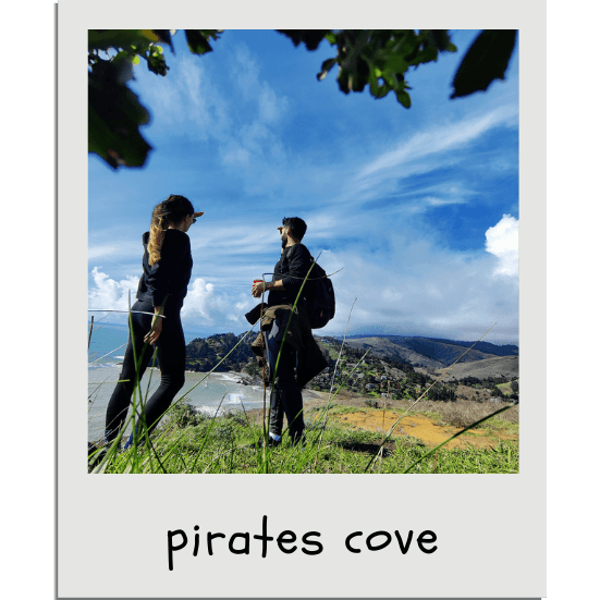 One time Kirsten and Romain took a road trip and rolled the twentagon each time an opportunity to turn happened. They ended up at a remote chasm north of San Francisco called Pirate's Cove. Thank you Twentagon!